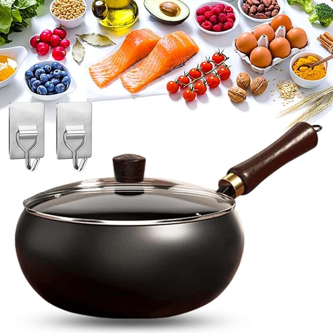 Uncoated Thick Iron Pot, Japanese Uncoating Cast Iron Pot, IronPot Pro, Multifunctional Non-Stick Cast Irons Wok with Lid, High Purity Irons Frying Pan for Cooking (Smooth-Glass Cover, M-9.5 in)