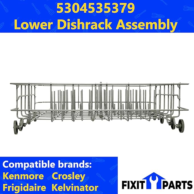 US-Based Supplier – 5304535379 Lower Dishrack Assembly with 5304509753 Dishwasher Silverware Basket – Compatible With Frigidaire Crosley Kelvinator Dishwasher