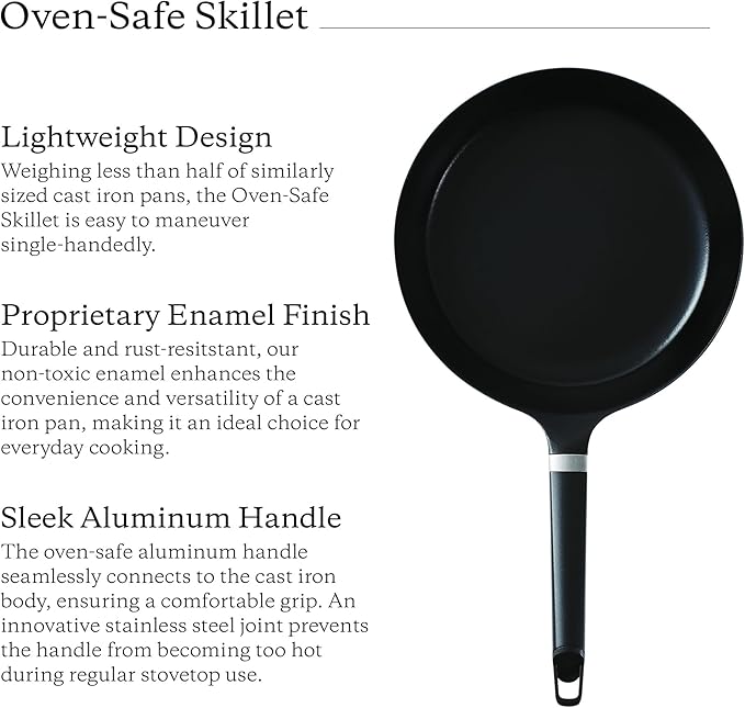 Vermicular Oven-Safe Skillet with Stainless Steel Lid | 26cm Deep (10.2”) | Aluminum Handle | Lightweight Enameled Cast Iron Pan with Non-Toxic Enamel Finish | Induction-compatible | Made in Japan