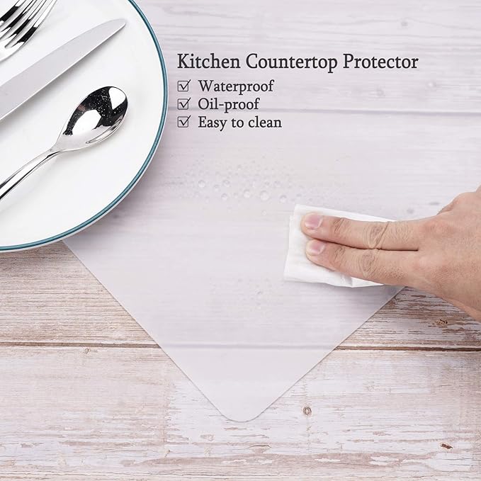 Gartful Silicone Mats for Countertop - Thicker, 28" by 20" Extra Large Multipurpose Mat, Counter Table Protector, Desk Saver Pad, Placemat Nonstick Nonskid Heat-Resistant Pad, Translucent, 2PCS