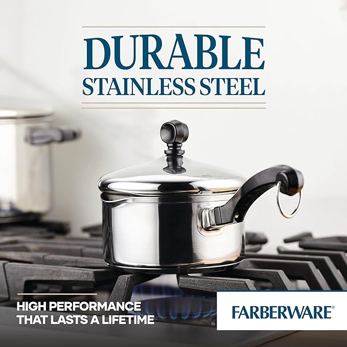 Farberware Classic Stainless Steel 1-Quart Covered Straining Saucepan