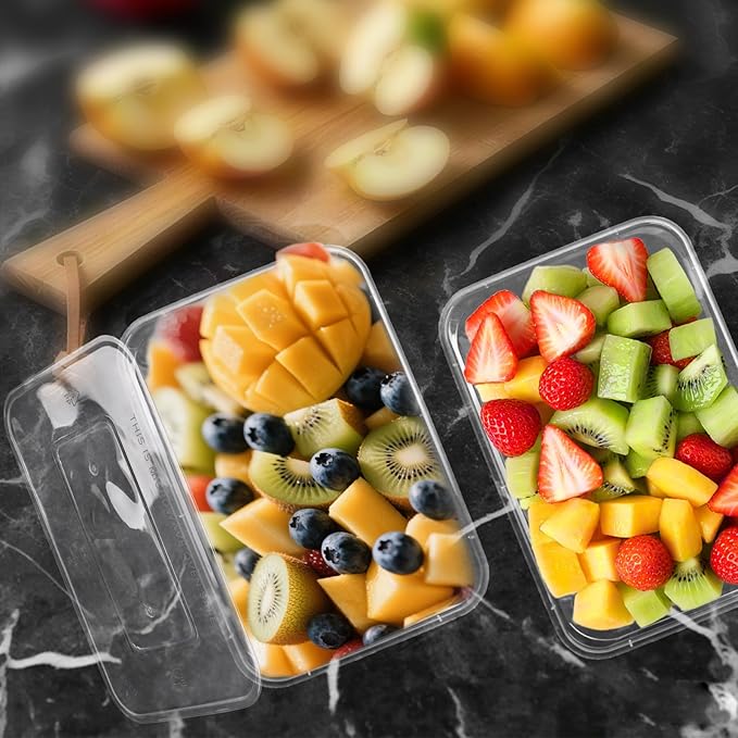 120 Pcs Plastic Meal Prep Containers with Lids 25 oz Clear Disposable Food Storage Containers Stackable Spill proof Box for Salad Snack Lunch Microwave Dishwasher and Freezer