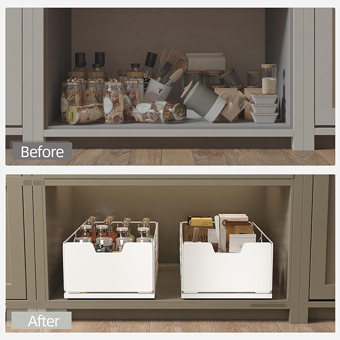 NETEL Pull Out Cabinet Organizer, 4 Pack No Drill Slide Out Drawers for Kitchen Cabinets, Metal Pantry Pull Out Shelves, Kitchen Cabinet Organizer, Pull Out Home Organizers, 11.8"W X 20.86"D X 6.9"H