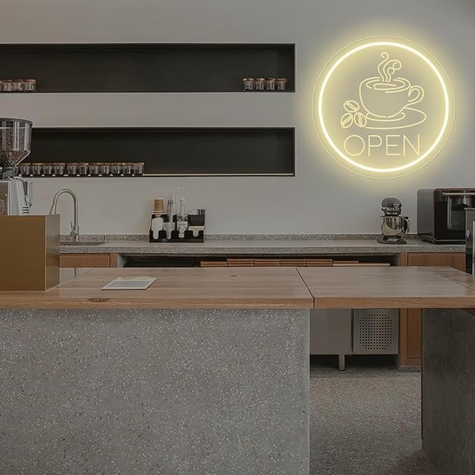 Coffee Open Neon Sign Business Open Lights for Cafe Shop Home Bar Wall Decor USB Powered Light Up Sign Cafe Corner Decor Gift for Coffee Lovers