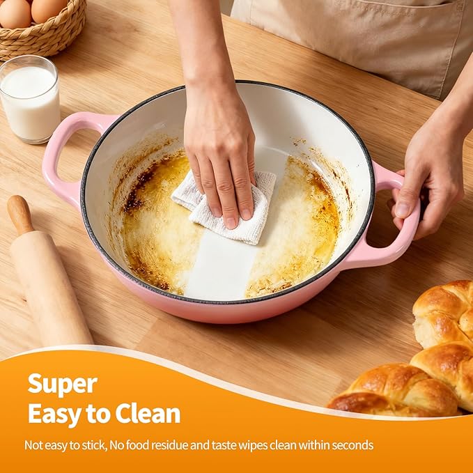 ONKO Dutch Oven For Sourdough Bread Baking, 6QT Enameled Cast Iron Dutch Oven Pot With Lid, Non-stick Sourdough Baking Pan with Bread Dome, Round Ceramic Dutch Ovens Pot with Cloche for Homemade