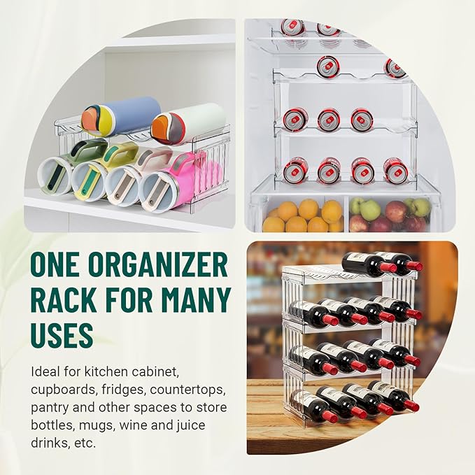 Stanley Large Tumbler Organizer - Stackable Water Bottle Storage for 8 Cups, Fits 20/30/40 oz, Kitchen and Fridge Organizer