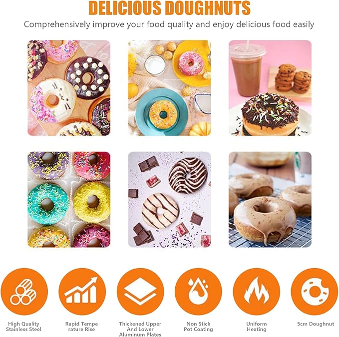 Commercial Use Nonstick 110V Electric 12pcs 5cm Doughnut Baker Maker Machine, Mini Doughnut Maker Commercial Donut Machine For Baking Delicious Donuts