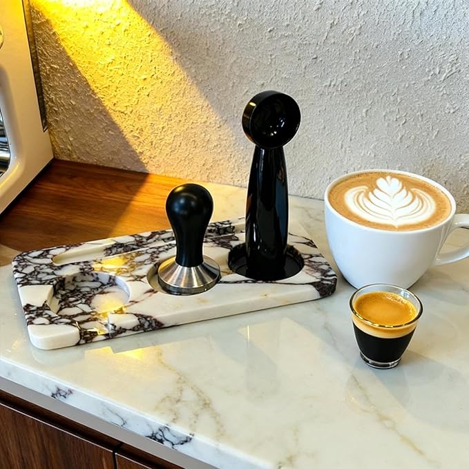 Coffee Press Pad Natural Marble Holder Espresso Coffee Machine Handle Organiser Plate Powder Hammer Storage Stand Tamper Mat Barista Tool Home Kitchen Coffee Shop Station
