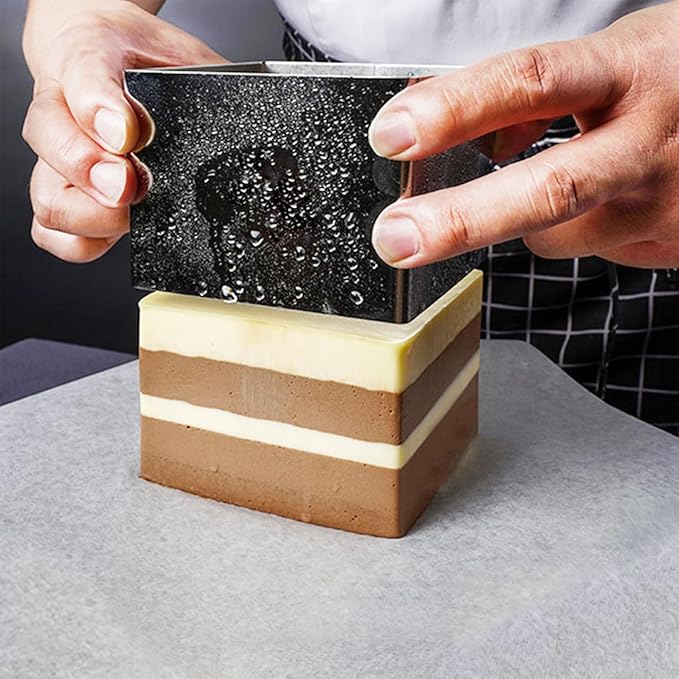 UPKOCH 4 Inch Square Stainless Steel Cake Ring Mold for Mousse Tiramisu Cheesecake Small Square Baking Tool Dishwasher Safe for Home Kitchen Desserts