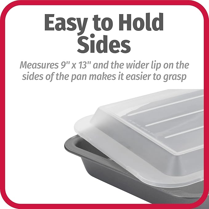 GoodCook Set of 2 Nonstick Steel 13" x 9" Cake Baking Pans with Covers,Gray,(Pack of 6)