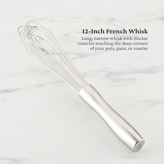 Hestan Provisions Chef's Tools, Deluxe Tool Set (6-Piece) with Porcelain Holder/Bain Marie & Stainless Steel: Solid Spoon, Ladle, Pasta Fork, Turner/Spatula, French Whisk