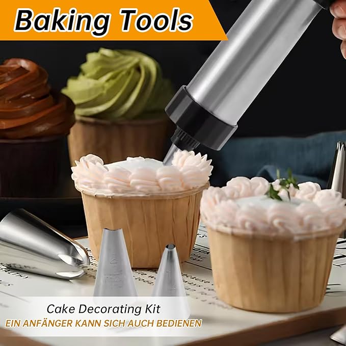 Cake Decorating Kit,Cookie Press,Baking Tools,Cookie Press Gun Kit, Stainless Steel Cookie Press for Baking,Multifunctional Detachable Cookie Maker Machine for Biscuits