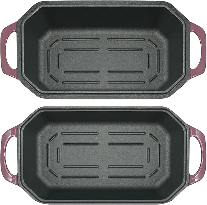Bread Pan Cast Iron Loaf Pan with Lid Bread Loaf Pan 8.5x4.5 Inch Loaf Pan Enameled Cast Iron Sourdough Loaf Pan, Magenta