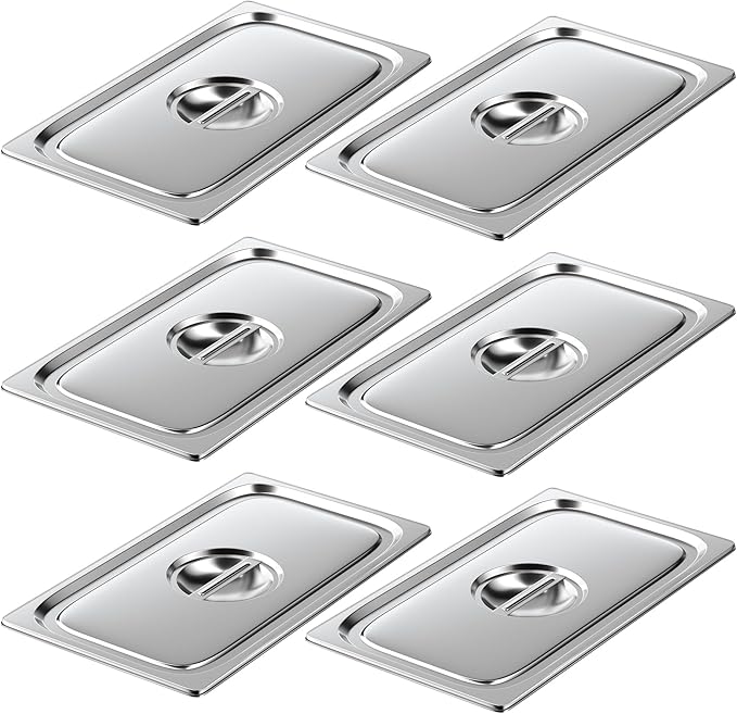 WantJoin Steam Table Hotel Pan Lids Cover 6 Pack for Stainless Steel Metal Tray Sets Food Storage Container Restaurant Chafing Dishes Commercial Buffet Warmer Catering Supplies