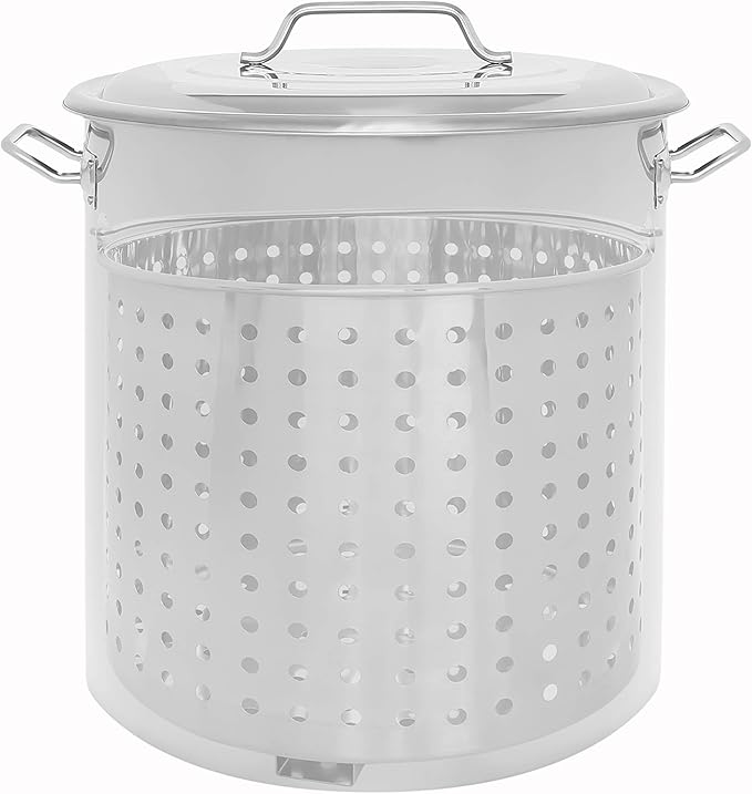 CONCORD Stainless Steel Stock Pot w/Steamer Basket. Cookware great for boiling and steaming (160 Quart)