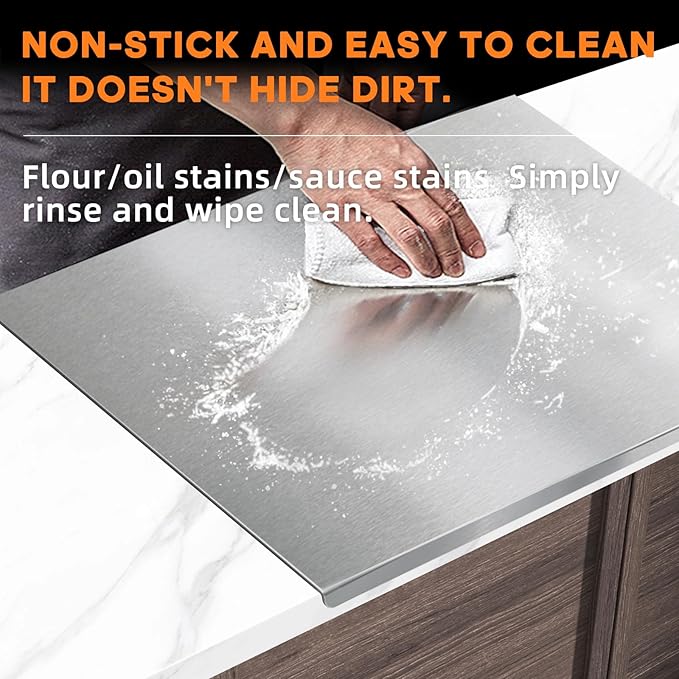 Pure Titanium Cutting Board with Lip - 100% Food-Grade Metal Chopping Board for Kitchen - Non-Porous, Easy to Clean, Dishwasher Safe (Medium)