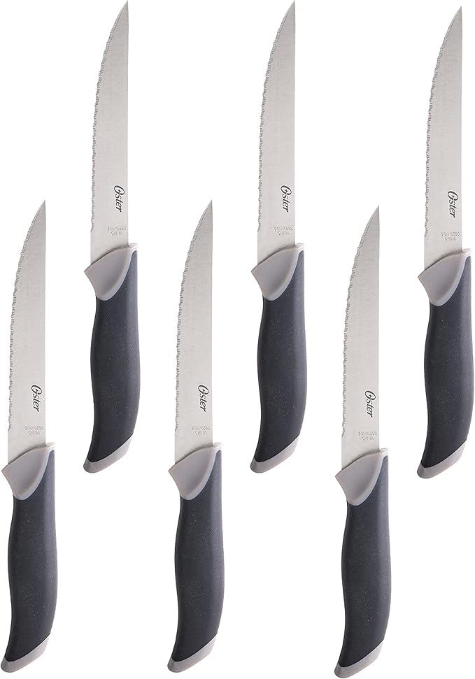 Oster Lindbergh 14 Piece Stainless Steel Cutlery Kitchen Knife Block Set, Black - Cuchillos Para Cocina