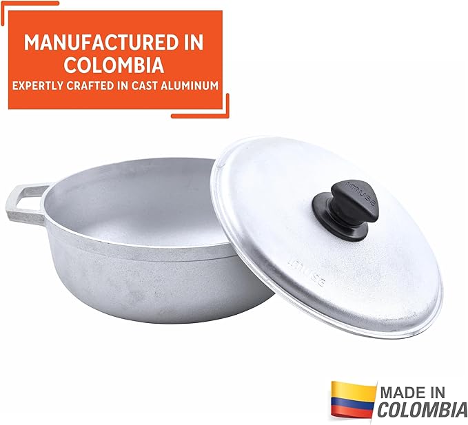 IMUSA Traditional Caldero made in Colombia with Lid, 4.8 Quart, Silver