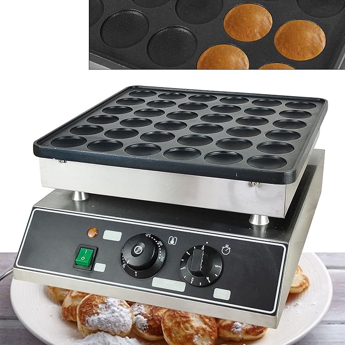 Mini Dutch Pancake Baker Maker, Commercial Electric Nonstick 36Pcs 1000w Poffertje Mini Pancake Maker Stainless Steel for Restaurants, Family, Cafes Shops
