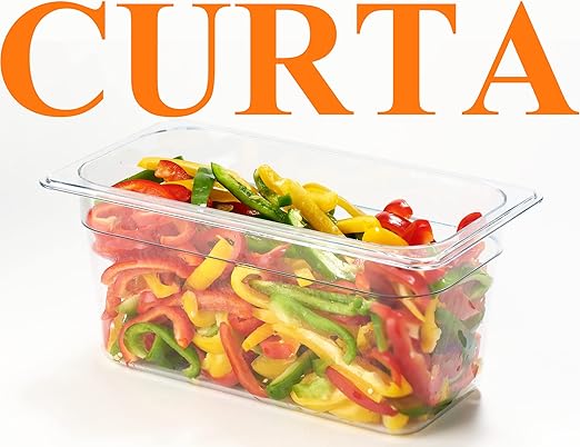 CURTA 6-Pack 1/3 Size 6" Deep NSF Polycarbonate Food Pans | Dishwasher & Freezer Safe Clear Container for Prep Tables, Buffet, Salad Bar, Commercial & Home Kitchen