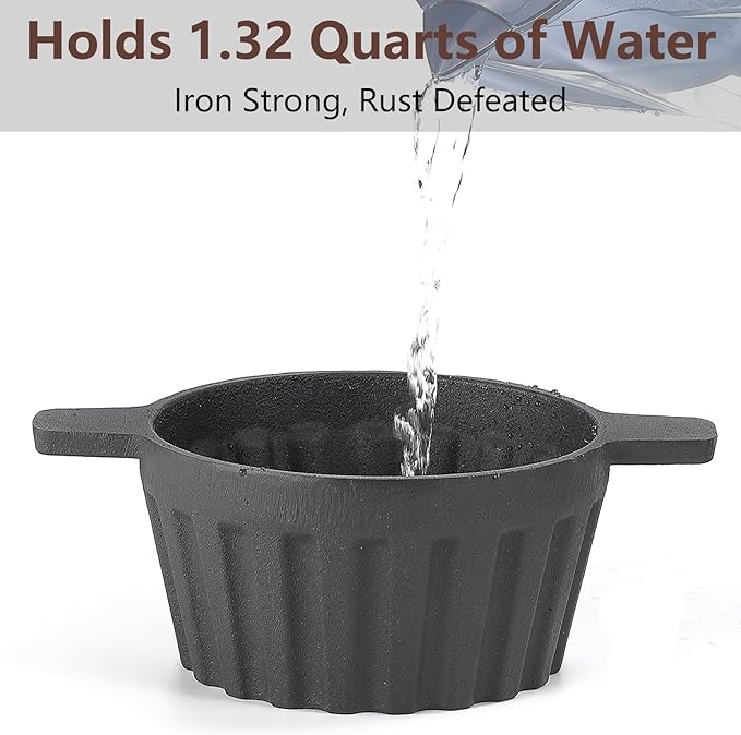 Cast Iron Steamer for Wood Stove Humidifier Woodstove Pot with Hollow Carved Lid, Matte Black Finish, 1.32 Quart Capacity, Indoor Decorative