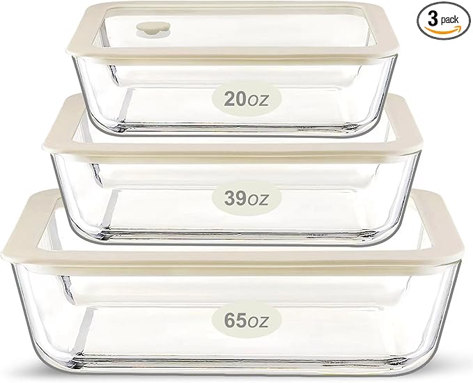Urban Green Glass Food Container Set with Glass Lid, 4 Pack, Meal Prep Containers with Silicone Framed Airtight Lid, Leakproof, 100% Plastic Free,