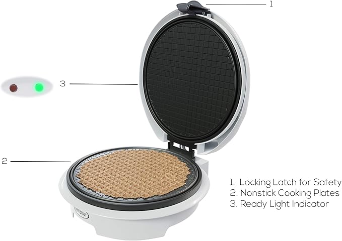 Waffle Cone Maker - Electric Nonstick Waffle Iron with Shaper Cone Included - Small Kitchen Appliances (White)