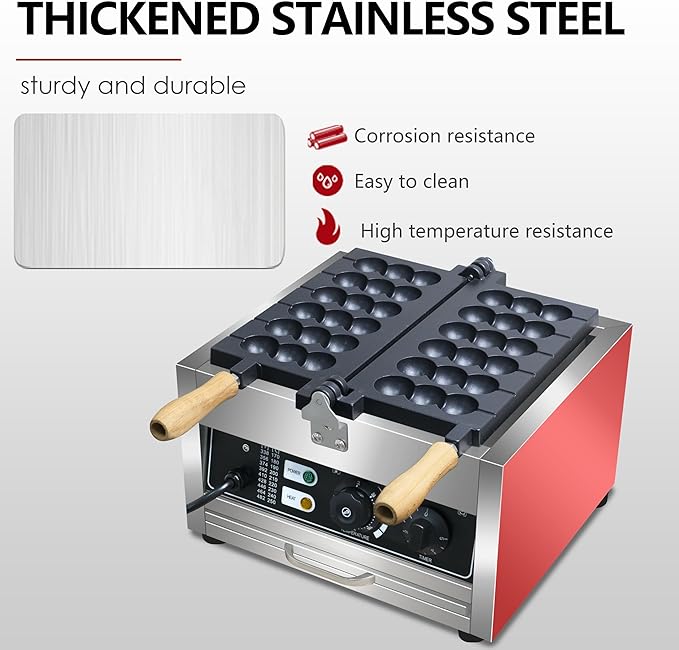 110V 1500WCommercial Electric Bubble Skewer Waffle Ball Machine 6-Grid Teflon Non Stick Pan Stainless Steel Belgium Waffle Ball Stick Maker