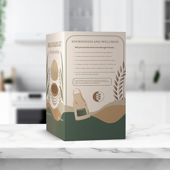 Sourdough Bread Making Kit - For Beginner Bakers Or Anyone Upgrading Tools & Supplies. Homemade Artisan Baking Gift Set Includes Banneton Proofing Baskets & Quick Start Guide, Flour & Stone