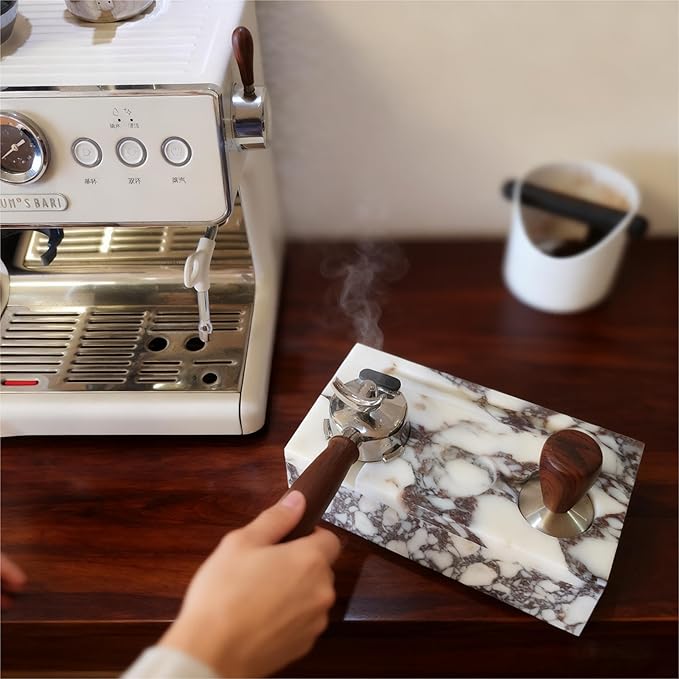 Coffee Press Pad Natural Marble Holder Espresso Coffee Machine Handle Organiser Plate Powder Hammer Storage Stand Tamper Mat Barista Tool Home Kitchen Coffee Shop Station (cofe pro)