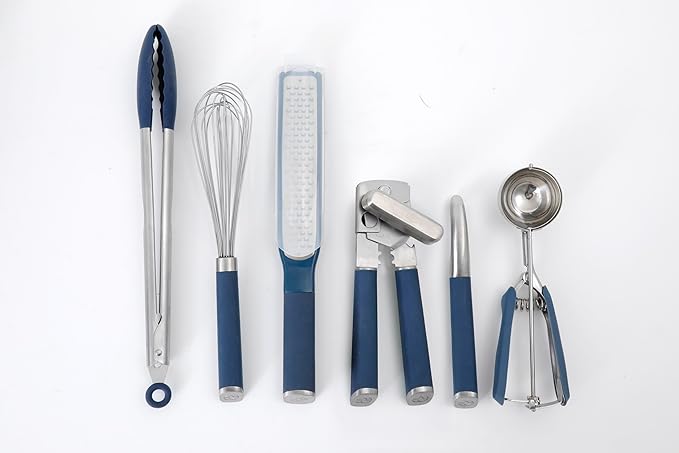 Calphalon Edge 6 Piece Stainless Steel Kitchen Tool & Gadget Set- Navy Blue