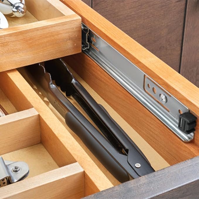 Rev-A-Shelf Two-Tier Kitchen Utensil Drawer Organizer & Pullout Cutlery Tray, Soft-Close Slides, 18" Cabinet Opening, Wood, 4WTCD-21HSC-1