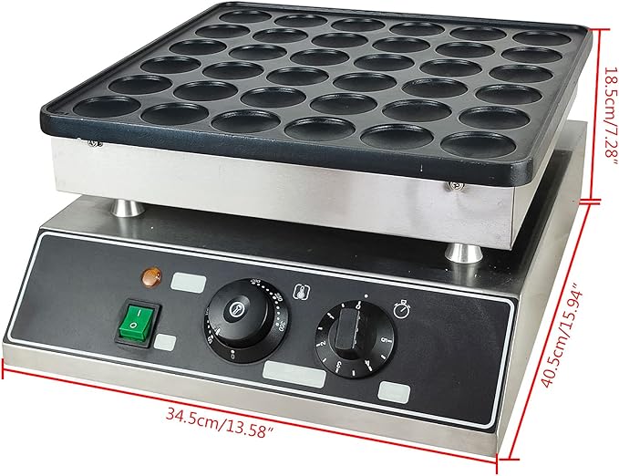 Mini Dutch Pancake Baker Maker, Commercial Electric Nonstick 36Pcs 1000w Poffertje Mini Pancake Maker Stainless Steel for Restaurants, Family, Cafes Shops