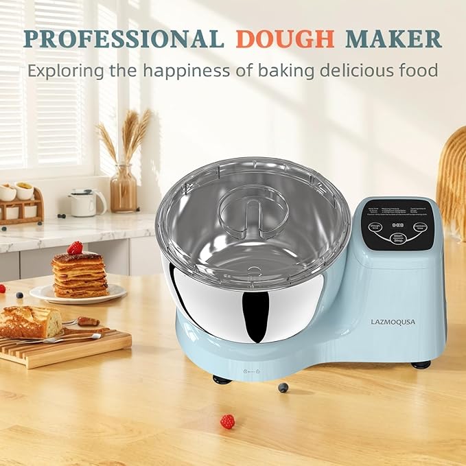 Electric Dough Maker with Ferment Function - 5.5QT Stainless Steel Kneading Machine for Sourdough, Bread, Pizza - Upgraded 230W DC Motor Mixer for Faster Glove Film & Home Baking