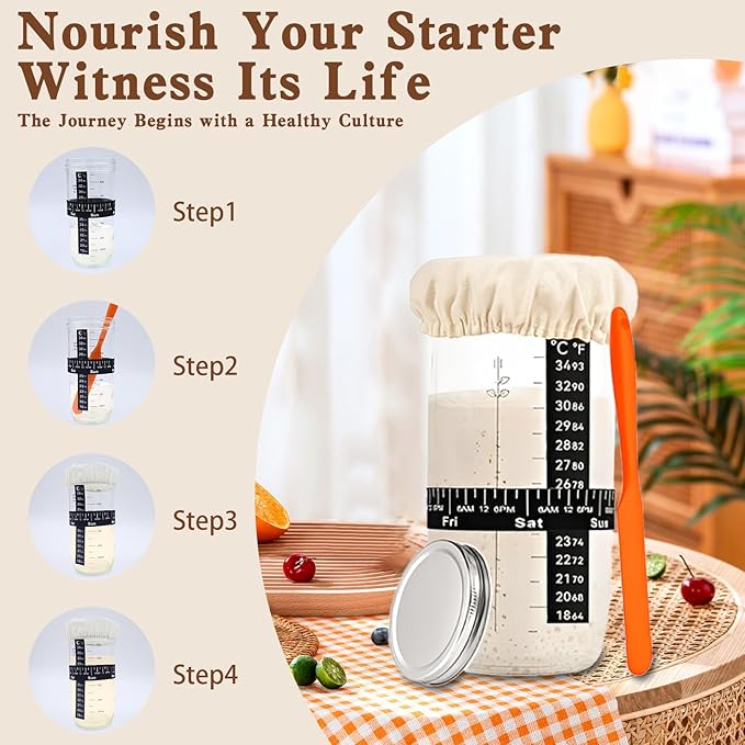 Complete Sourdough Baking Kit with Proofing Baskets, Starter Jar & Tools – All-in-One Bread Making Kit for Beginners & Artisan Sourdough Bread Baking Supplies with Bread Lame, Scrapers & Bags