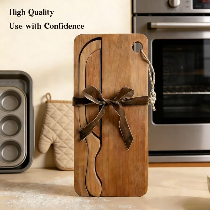 Sourdough Bow Knife And Board, Bread Board And Knife Set, Solid Wood, For Homemade Bread, Bagels, Toast, Kitchen & Home Baking Tool