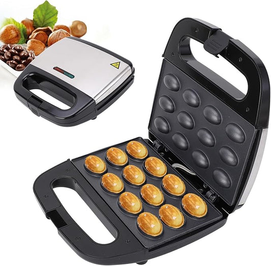 Electric Walnut Cake Maker, Non Stick Walnut Cookie Maker, Automatic Mini Nut Waffle Bread Machine, Electric cookie press Baking Breakfast Maker for Home Cooking