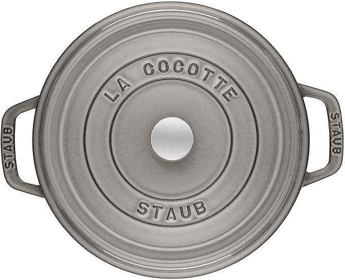 Staub Cast Iron 0.75-qt Round Cocotte - Graphite Grey, Made in France