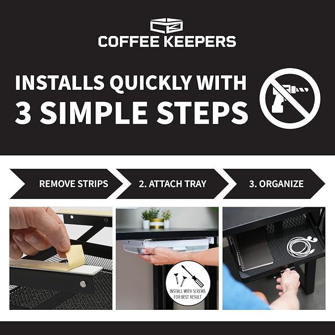 KEEPERS - Under Desk Drawer Slide Out – Metal Under Desk Storage Drawer for Office, Home, RV, Kitchen – Slim Under Table Drawer Attachment with Easy DIY Mount - Under Desk Organizer - 13x10x2.5In