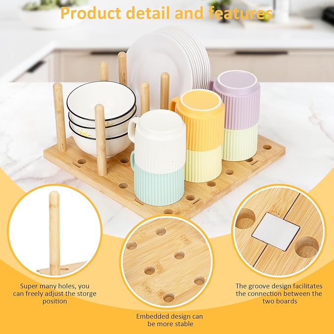 Peg Board Drawer Organizer for Kitchen | Kitchen Drawer Organizers for Dishes Plates Bowls Condiment Spice | Pegboard Organizer for Cabinet RV Storage, 2 Boards&12 Pegs (DD212)
