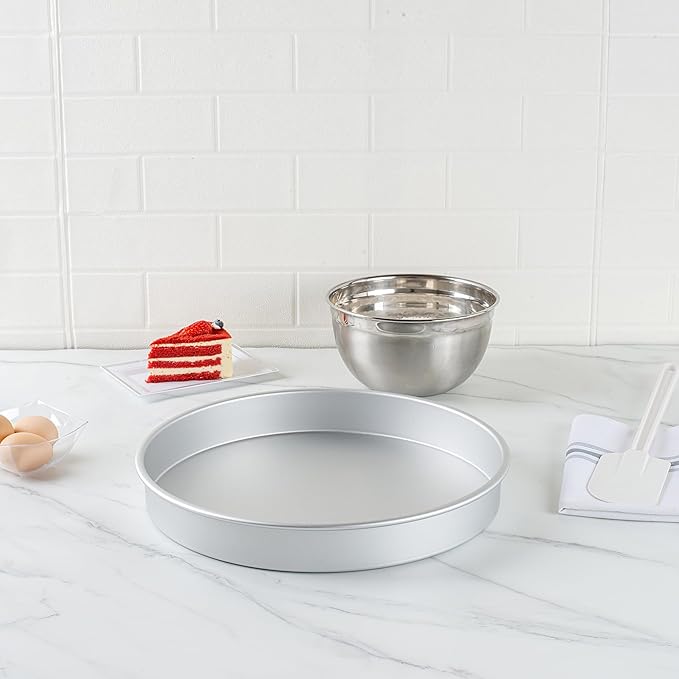 Restaurantware-Met Lux 14 x 2 Inch Straight-Sided Baking Tin, 1 Round Cake Pan - Oven-Ready, Freezable, Anodized Aluminum Round Baking Pan, Greaseproof, For Layer Birthday Cake