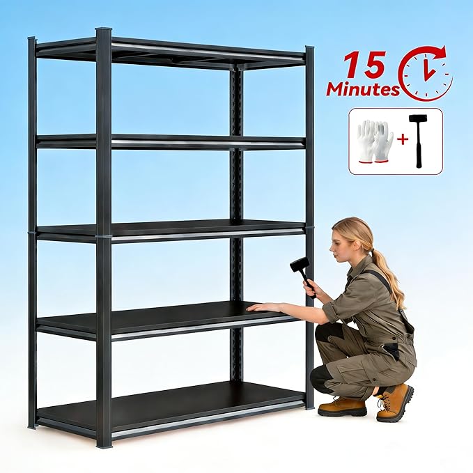 Kitchen Shelves Pantry Organizers and Storage, Adjustable Metal Shelving Unit, Kitchen Essentials Microwave Stand, Corner Shelf, Home Organization (31.5" W × 13.8" D × 71.2" H, 5)