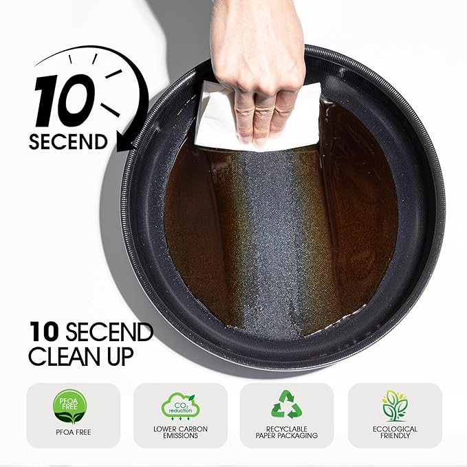 Nonstick Frying Pan Set – 10" Titanium Ceramic Skillet with Lid, Stay-Cool Handle,PFAS, PTFE, PFOA-Free, Non-Toxic, Dishwasher & Oven Safe, Compatible with All Cooktops
