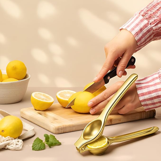 Sawysine 5 Pcs Gold Kitchen Appliances Includes 4 Quart Gold Colander and 2 Pcs Strainer Set, Lemon Squeezer, Stainless Steel 4 Sides Grater Slicer with Handle for Kitchen