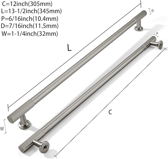 khtumeware 12 Inch Hole Center 5 Pack Brushed Satin Nickel Cabinet Pulls, Kitchen Drawer Handles, for Dresser cabinets, cabinets, Door cabinets, Hardware