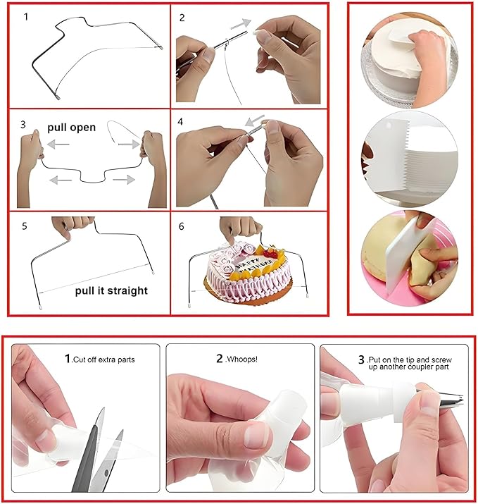 393 Pcs Cake Decorating Kit,with Aluminium Cake Turntable,Leveler,55 Numbered Icing+Skirt Tips,2 Spatulas,3 Scrapers,5 Coupler,100 Pastry Bags,150 Paper Cupcake Liners & More Baking Tools
