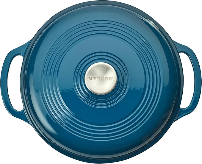 Mercer Culinary Enameled Cast Iron Round Dutch Oven, 6 qt., Turquoise