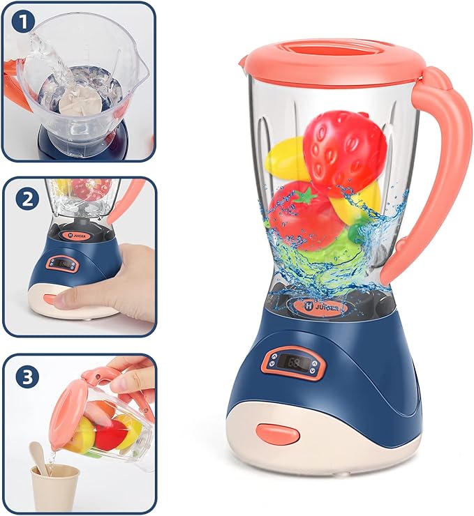 Pretend Play Kitchen Appliances Toy Set with Coffee Maker Machine,Blender, Mixer and Toaster with Realistic Light and Sounds for Kids Ages 4-8