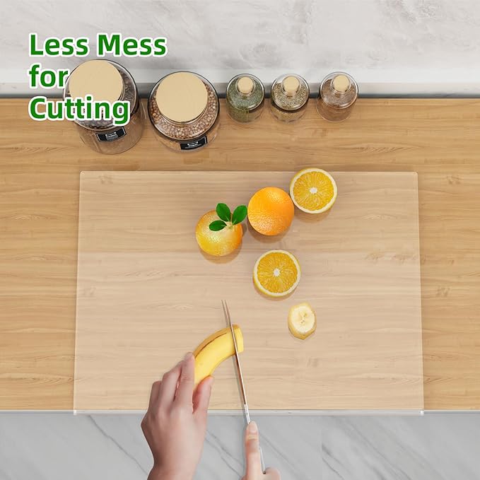Acrylic Cutting Board with Counter Lip,23''x17"Large Clear Cutting Board for Kitchen Countertop,Non-Slip,60% Thicker,Perfect for Bread,Meat,Veggies & More,Great Kitchen Essential Gadgets & Decor