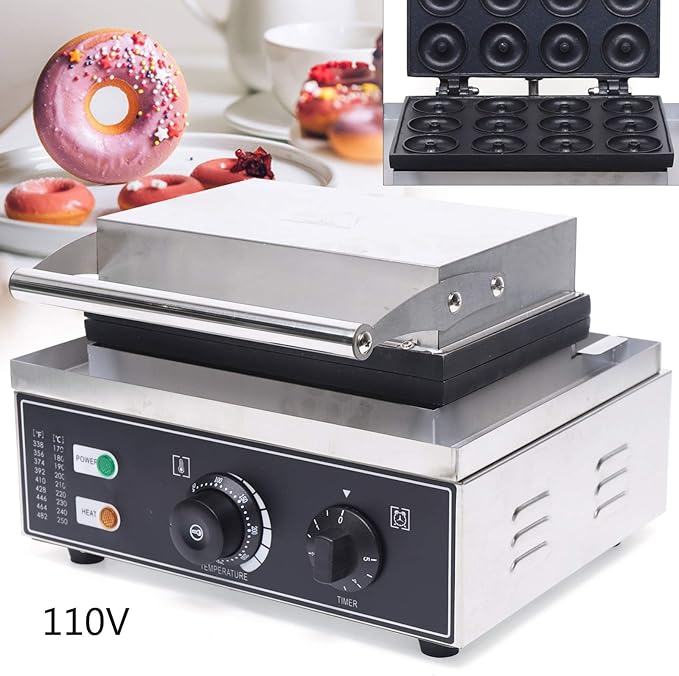 Commercial Use Nonstick 110V Electric 12pcs 5cm Doughnut Baker Maker Machine, Mini Doughnut Maker Commercial Donut Machine For Baking Delicious Donuts